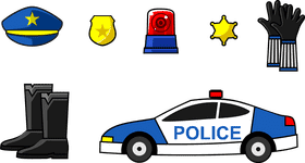 Police Icons Badge Car and Gear Collection PNG