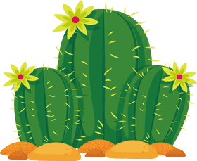 Vibrant Desert Oasis with Cacti and Blooms PNG