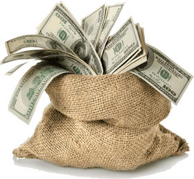 Money Bag Overflowing with Cash PNG