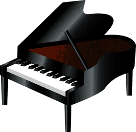 Melodic Piano Harmony in Black PNG