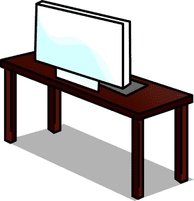 Modern Office Desk with Sleek Monitor Setup PNG