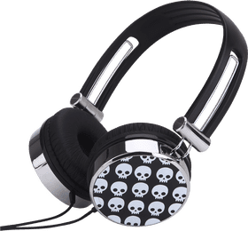 Bathroom Vibes Skull-Patterned Headphones for Relaxation PNG