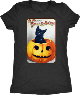 Postcard from a Spooky Halloween Cat PNG