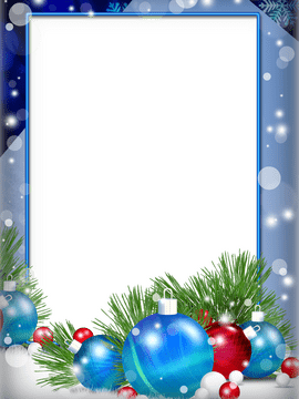 Festive Holiday Photo Frame with Ornaments PNG