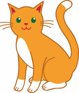 Whimsical Orange Cat with Bright Green Eyes PNG
