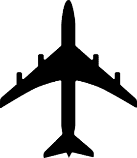 Silhouette of an Airplane in Flight PNG