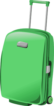 Vibrant Green Luggage Suitcase for Travel Adventures PNG