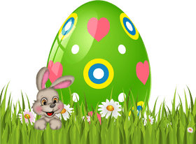 Easter Bunny and Colorful Egg Celebration PNG