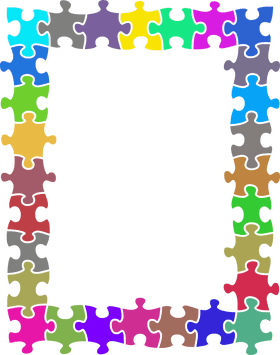 Colorful Jigsaw Puzzle Frame Design PNG