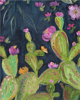 Desert Blooms Cacti in Colorful Harmony PNG