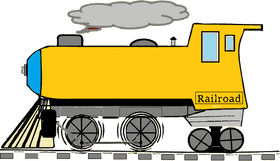 Sunny Yellow Train on the Railroad Tracks PNG