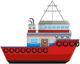 Colorful Maritime Transport Vessel Design PNG