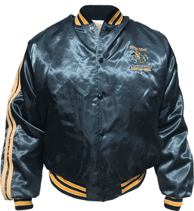 Classic Satin Athletic Jacket with Striped Sleeves PNG