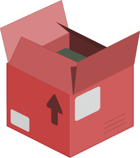 Open Red Delivery Box with Arrow Indicator PNG