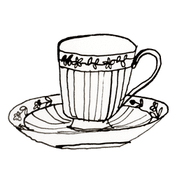 Elegant Floral Tea Cup on a Delicate Saucer PNG