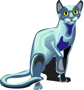 Stylish Blue Elegance The Cat Portrait PNG