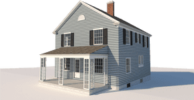 Charming Blue House with Welcoming Porch PNG