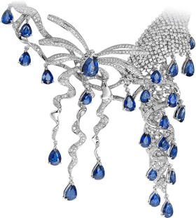 Elegant Cascade Jewelry with Sapphire Accents PNG