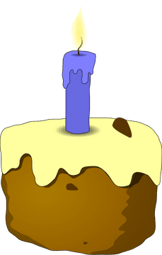 Colorful Candle atop a Delicious Cake PNG