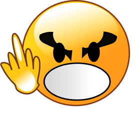 Angry Emoticon with Raised Finger Gesture PNG