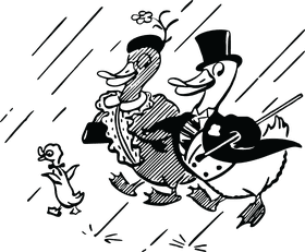 Dapper Ducks in Colorful Rain Boots PNG