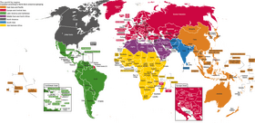 World Map of Global Regions and Highlights PNG