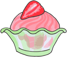 Delightful Ice Cream Cupcake with Strawberry Top PNG