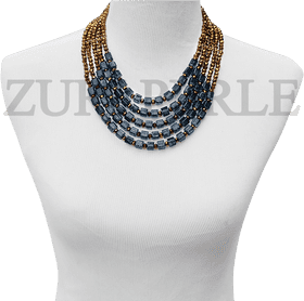 Elegant Layered Blue and Gold Jewelry PNG