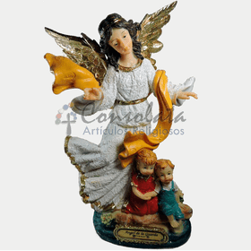 Guardian Angel Figurine with Cherubs and Banner PNG