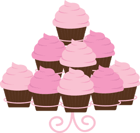 Delightful Pink Cupcake Stand Display PNG