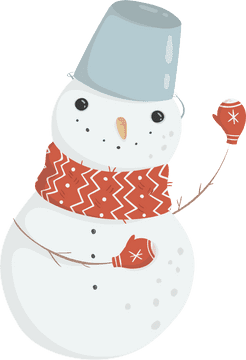 Cheerful Snowman with a Blue Bucket Hat PNG