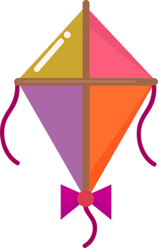 Colorful Kite with a Playful Bow PNG