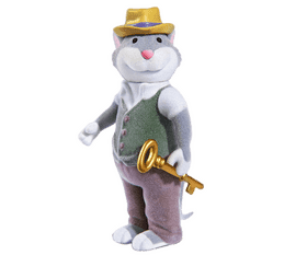 Charming Cat Figurine with a Golden Key PNG