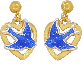 Heart and Bird Blue Earrings Delight PNG