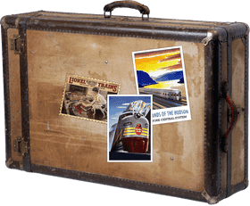 Vintage Luggage Suitcase with Travel Stickers PNG