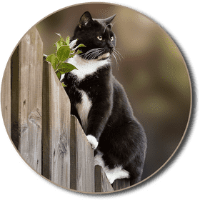 Adventurous Cat on the Wooden Fence PNG