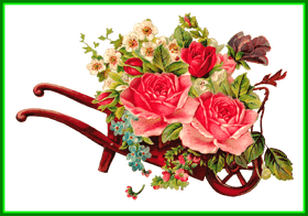 Charming Flower Cart Arrangement PNG