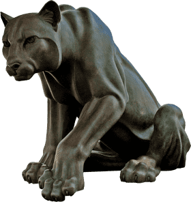 Majestic Bronze Sculpture of a Powerful Feline PNG
