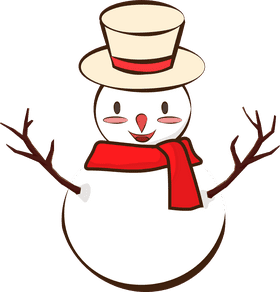 Cheerful Snowman with a Red Scarf PNG
