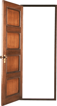 Elegant Wooden Door with Open Frame PNG