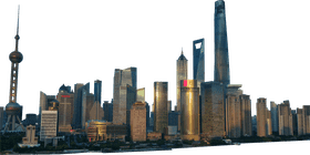 Golden Hour Serenity Over City Skyline PNG