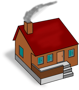 Cozy Cottage Home with Smoky Chimney PNG