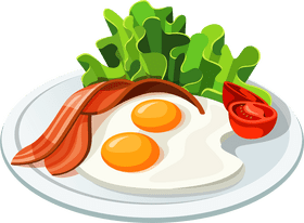 Delicious Breakfast Food Plate with Eggs and Bacon PNG
