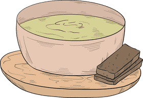 Delightful Green Soup in a Pasta Bowl PNG