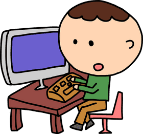 Cartoon Character Using a Computer Part PNG