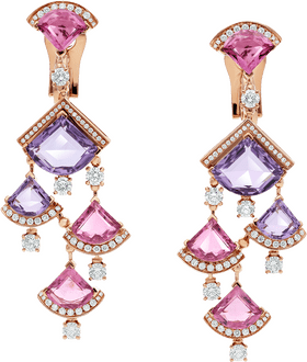 Elegant Multi-Colored Gemstone Earrings with Diamonds PNG
