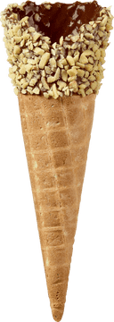 Waffle Cone Delight with Nutty Chocolate Coating PNG