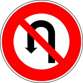 Road Sign Indicating No U-Turn PNG