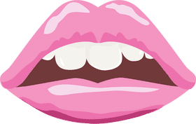 Glossy Pink Lip with a Playful Smile PNG