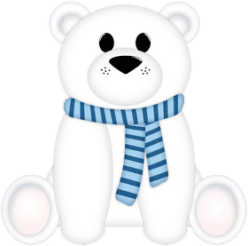 Cheerful Winter Bear with Striped Scarf PNG